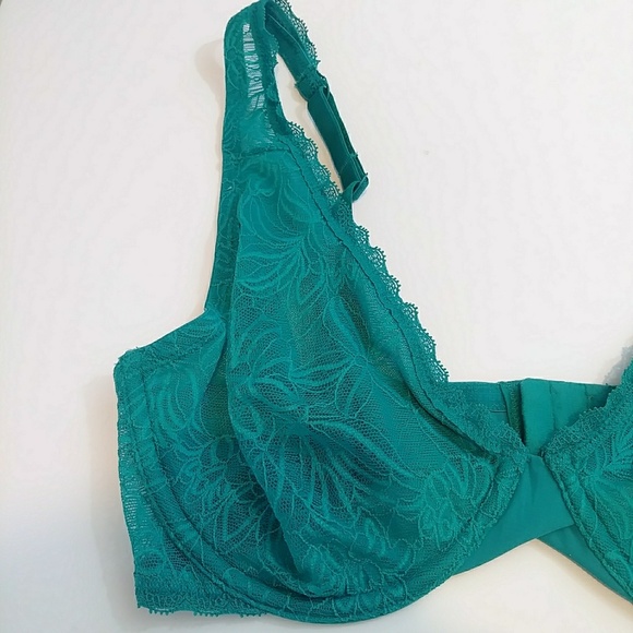 Unlined Underwire Lace Bra Teal (bluegreen) - Picture 4 of 6